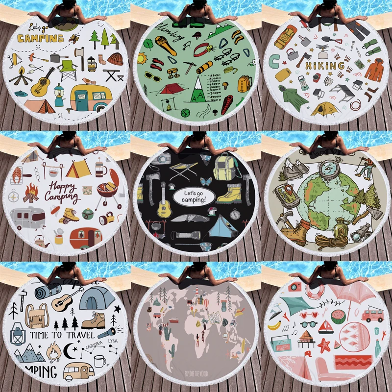 Пляжное полотенце с кисточками и рисунком для кемпинга Тапочки изображением