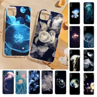 yndfcnb blue jellyfish sea phone case for iphone 11 12 13 mini pro xs max 8 7 6 6s plus x 5s se 2020 xr cover