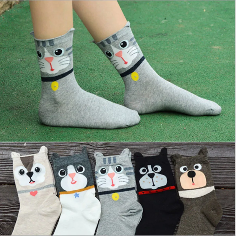 Трехмерные милые папарацци узор носки хлопковые для девочек хлопчатобумажные с