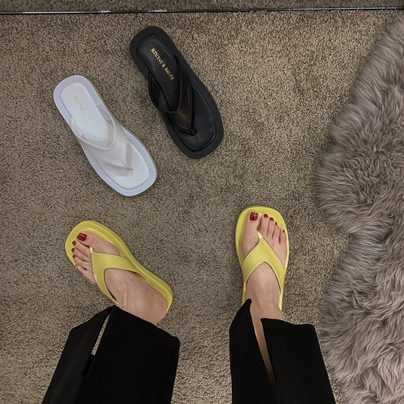 

DLEK Wedges Platform Shoes for Women Heels Cool Outside Soft Breathable Female Slippers Punk Handmade Summer Flip Flops