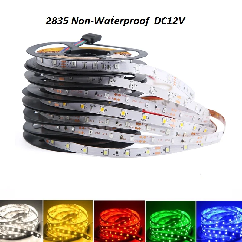 Цветная (RGB) Светодиодные ленты SMD 3528 5 м без Водонепроницаемый RGB DC12V лента диод s