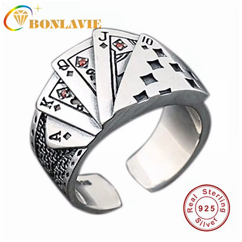 Кольцо BONLAVIE серебряное мужское в стиле ретро с лопатой открывающееся на