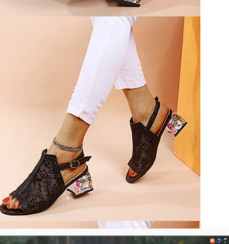 

2021 Women Sandals Fashion Thick Heel Peep Toe Women's Shoes Mesh Breathable Sandals Ladies Plus Size Girls Summer Sandal