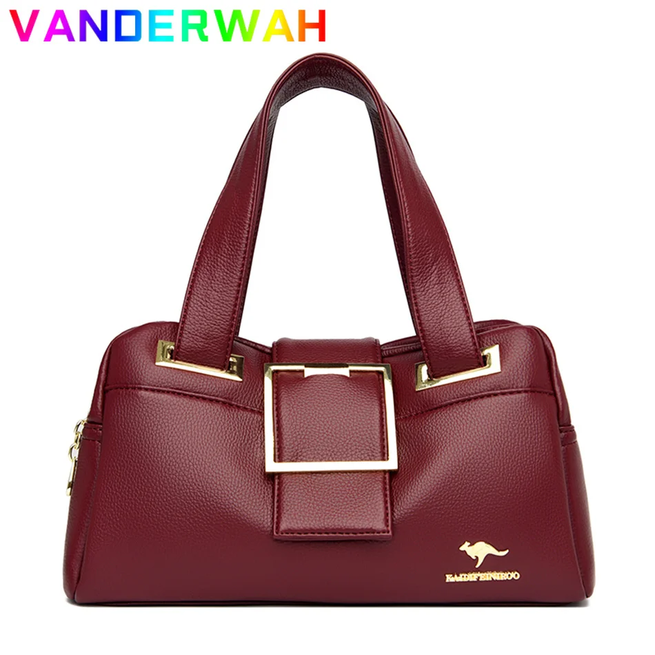 

Женские многослойные сумки, качественные кожаные сумки на плечо для женщин, роскошные дизайнерские женские вместительные бостонские сумки