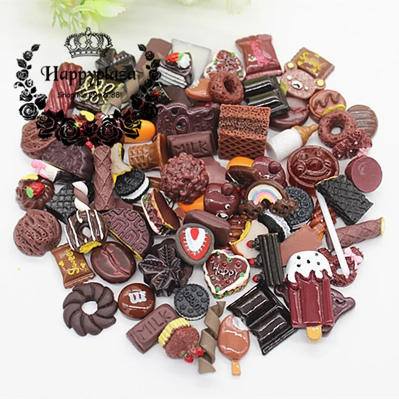 Смешанный дизайн 20 шт. шоколадный цвет десерт мультфильм Сделай Сам Смола