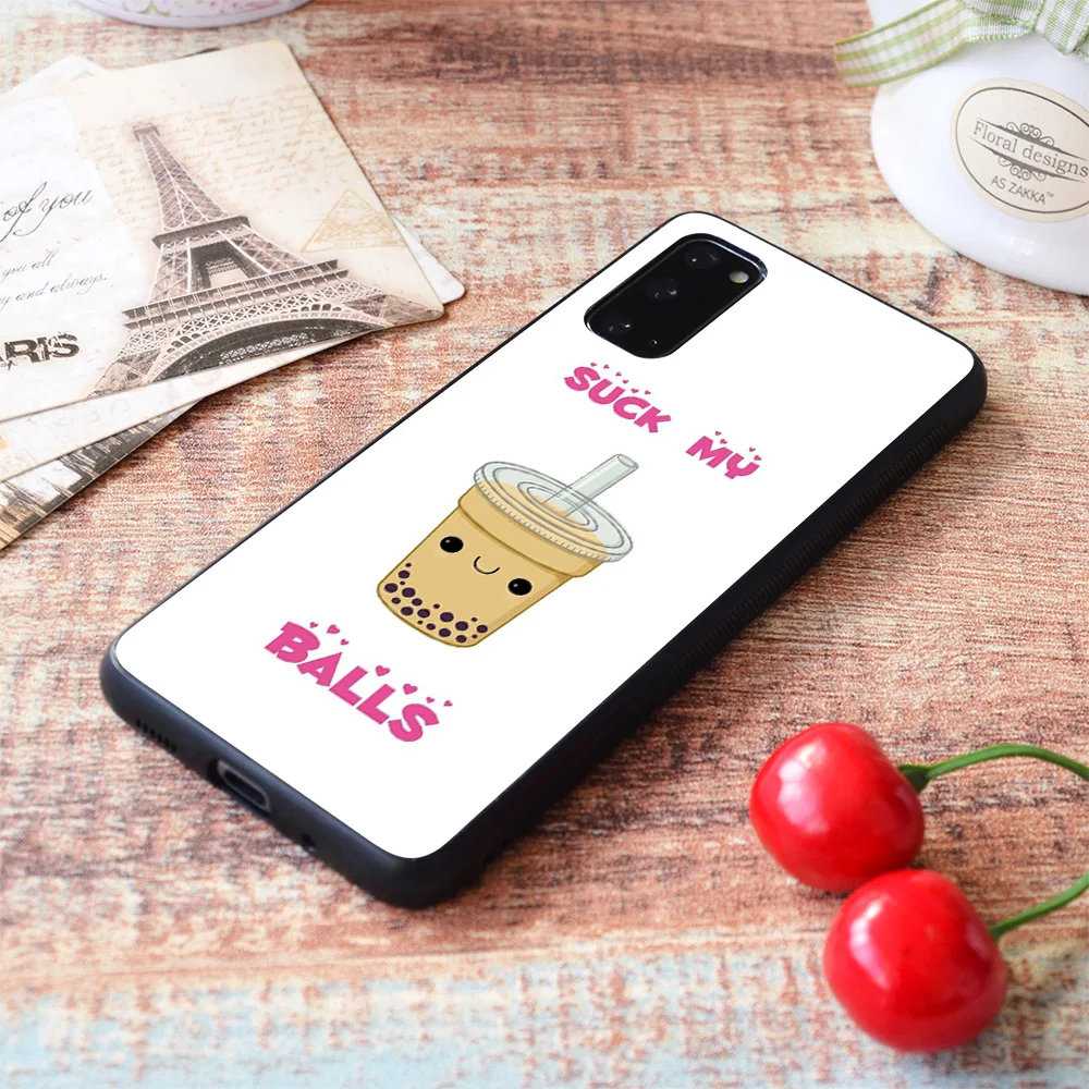

For Samsung Galaxy Bubble tea!-suck my balls Soft TPU border Samsung Galaxy Case