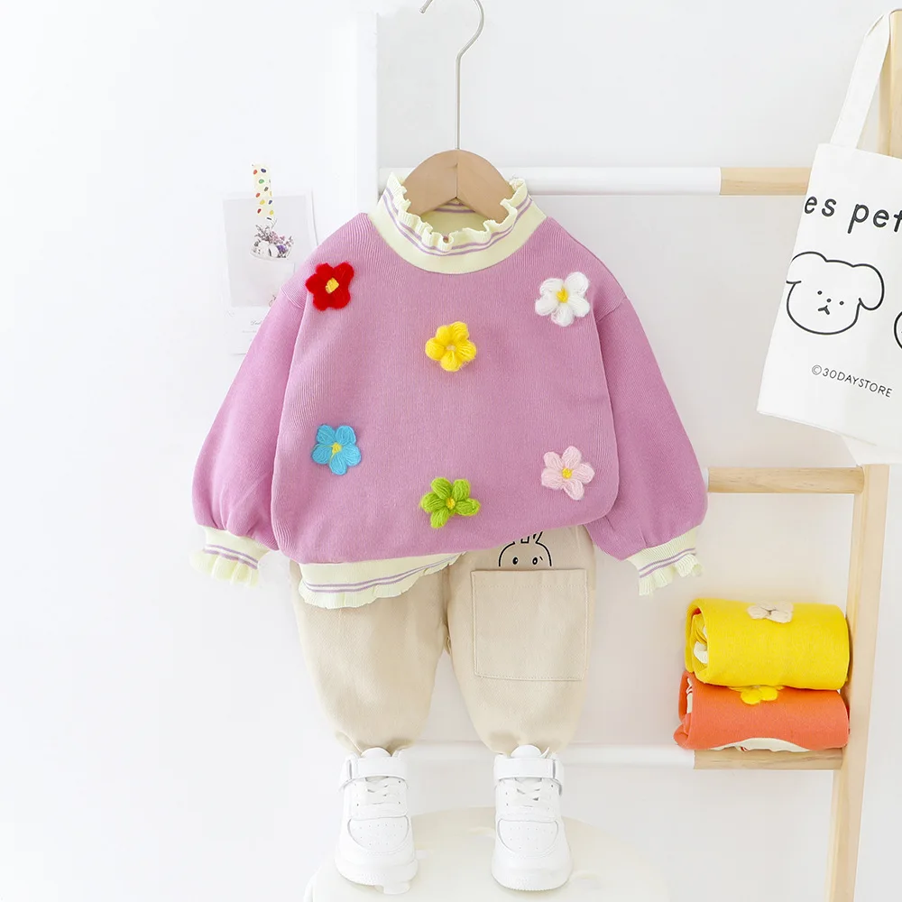 Комплект спортивной одежды для девочек BibiCola кофта с капюшоном и штаны спортивный