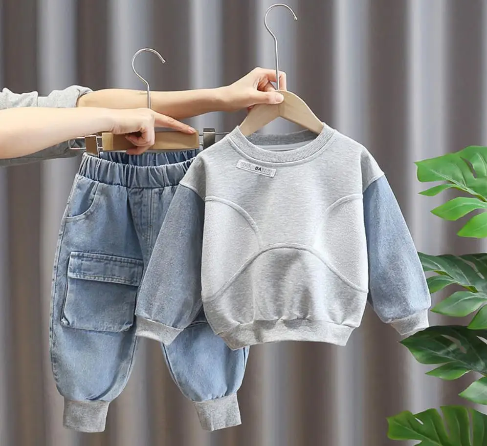 

Children Clothing Spring Autumn New Baby Boy Girl Sweater Sets Kids Clothes Sports Suit Kids Splicing Design For 2-8 Years