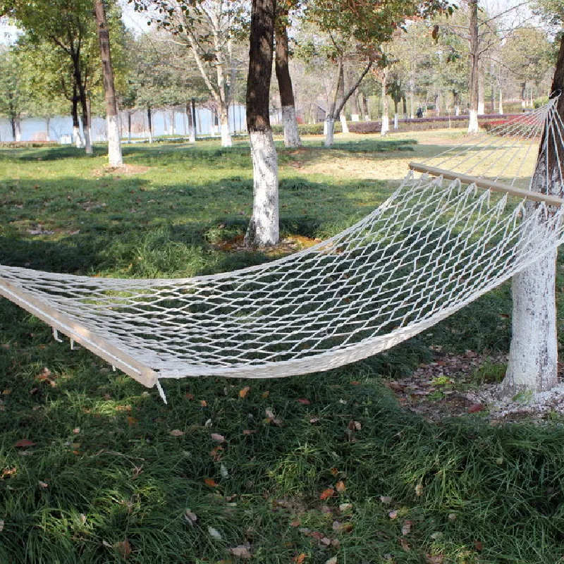 

Portable Nylon Mesh Hammock Net Sleeping Bed Hamaca For Outdoor Patio Porch Garden Travel Camping White Hammock