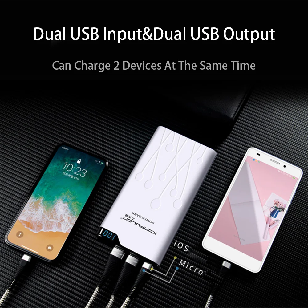 Внешний аккумулятор 20000 мАч быстрая зарядка два USB выхода запасной для Samsung VIVO Xiaomi