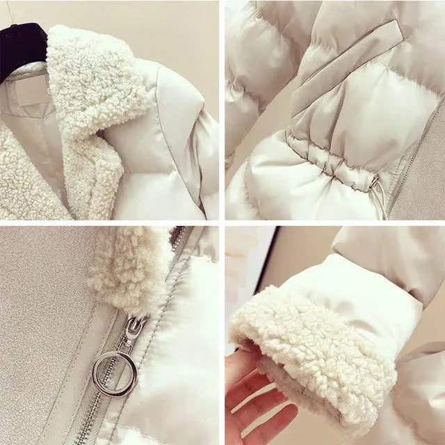 Парка женская зимняя/Осенняя с высокой талией бежевая/черная|Женские парки| |