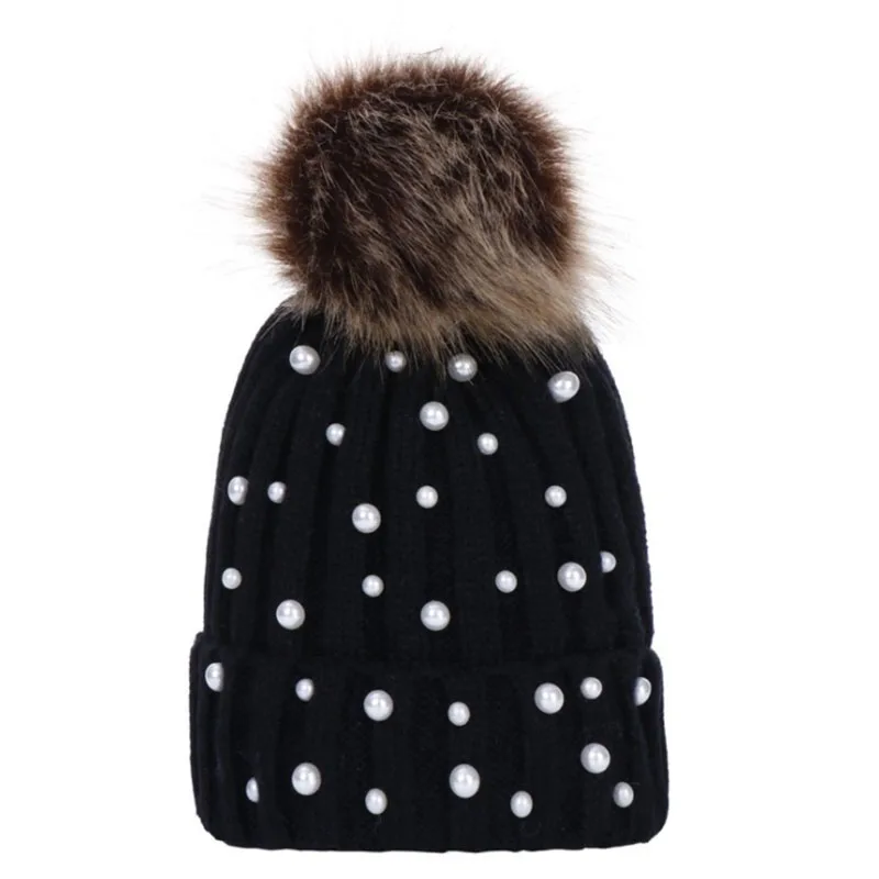 style 2 black Милая шапка с помпоном для новорожденных; вязаная шапка; теплые зимние шапки для детей; стразы; шапка для маленьких девочек и мальчиков; мягкая шапочка для малышей - Цвет: style 2 black