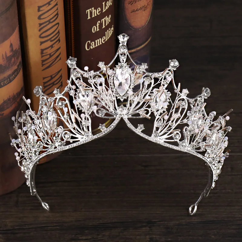 

Crystal Bridal Tiaras Crowns Women Rhinestone Baroque Pageant Diadem Party Vintage Wedding Hair Accessories Costume Jewelry