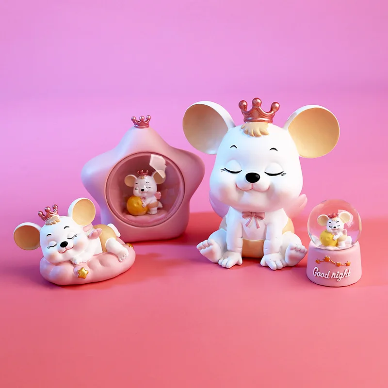 Деньги Фортуна мультфильм мышь медведь украшения богатые мыши маленькая статуя