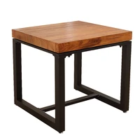 solid wood wrought iron dining table clear bar drink cake shop restaurant small square desk