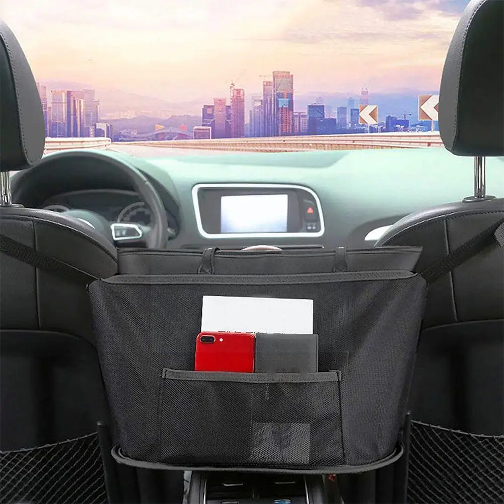 

Large Capacity Car Seat Net Pocket Handbag Purse Holder Between Pouch Dog Pet Back Seats Net Barrier Organizer Bag Storage T1D4