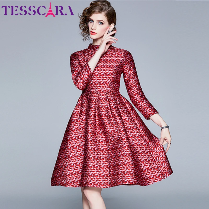 Женское жаккардовое платье TESSCARA осенне-зимнее роскошное женское
