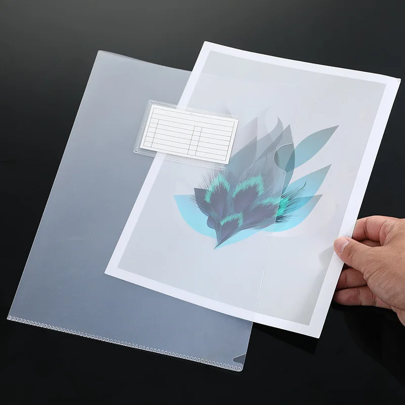 

5pcs/set A4 Size plastic L-shaped Frosted transparent single page Document File folder Clear PP folders for sheet Paper Pages