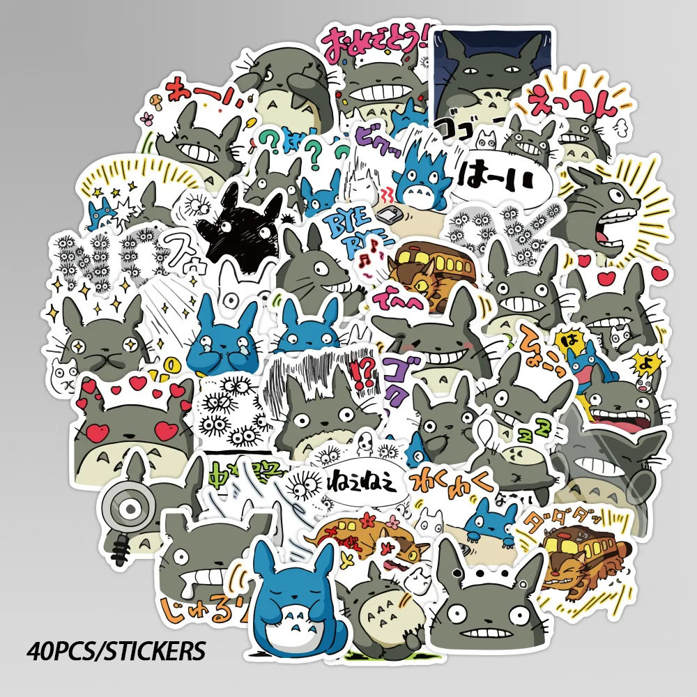 

40pcs Waterproof Cartoon Totoro Spirited Away Girl Stickers Skateboard Suitcase Guitar Children Graffiti Sticker Kids Toy