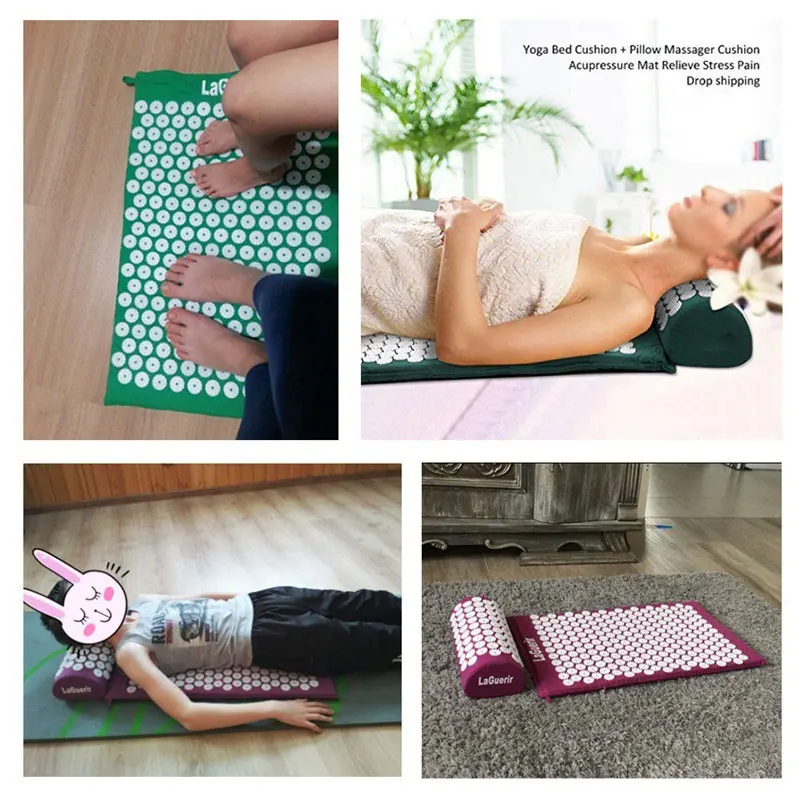 

Massager Cushion Massage Yoga Mat Acupressure Relieve Stress Back Body Pain Spike Mat Acupuncture Massage Yoga Mat with Pillow
