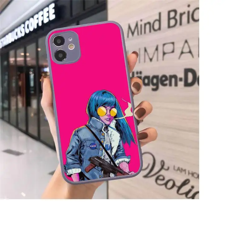 

Sexy girl cool pink cartoon Phone Case Matte Transparent for iPhone 7 8 11 12 s mini pro X XS XR MAX Plus cover funda