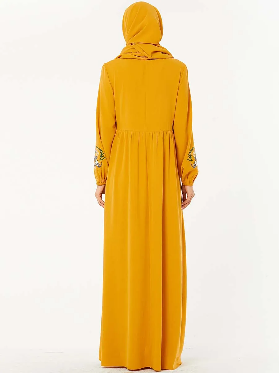 Платья абайя женское мусульманское платье с вышивкой длинным рукавом большие