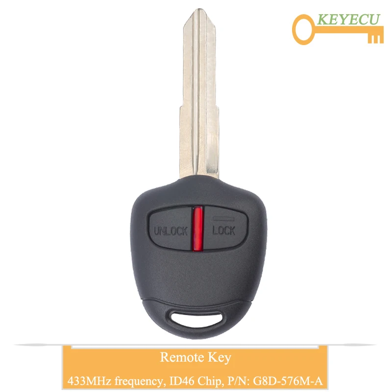KEYECU дистанционный Автомобильный ключ для Mitsubishi Outlander Pajero Montero Triton ASX Lancer Fob 2 Btns - 433