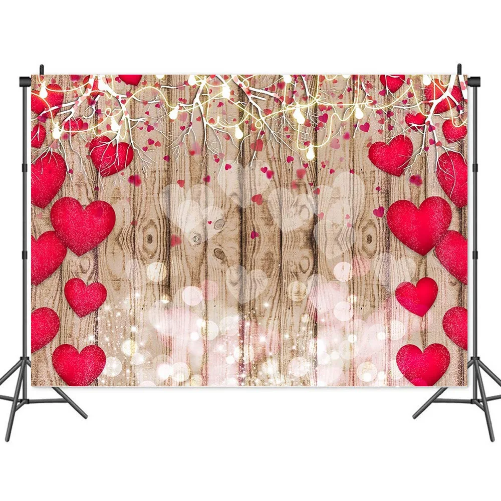 

Wooden Board Flower Love Heart Shape Backdrops Photos Background Decor for Portrait Photography Photocall Studio Props