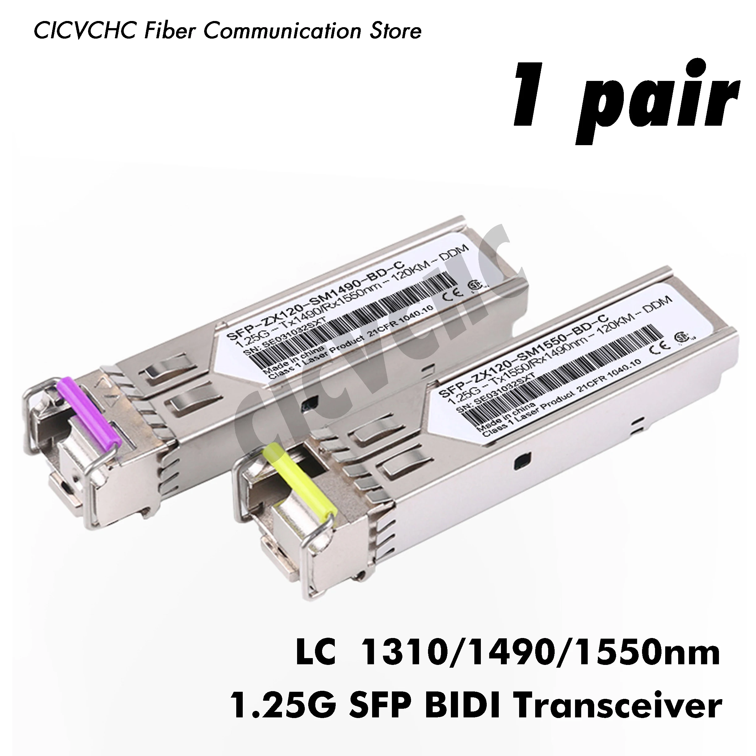1 pair 1.25Gb/s SFP BIDI Transceiver with LC SM 1310nm/1490nm/1550nm DDM
