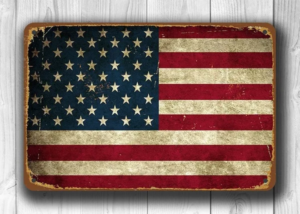 Ностальгия металлический знак в деревенском стиле патриотический флаг США 20x30 см