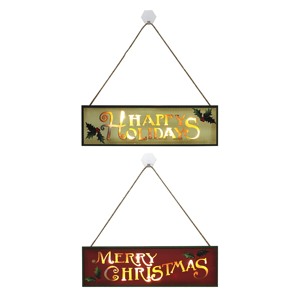 

LED Christmas Wood Door Hanging Christmas Stereo Decoration Home Wood Wall Door Hanging Plate Pendant Gold Luminous Gift Crafts