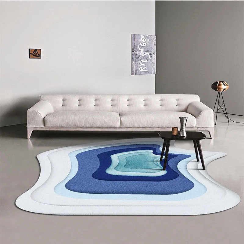 Неровные круглые синие коврики для спальни гостиной Нескользящие большие мягкие