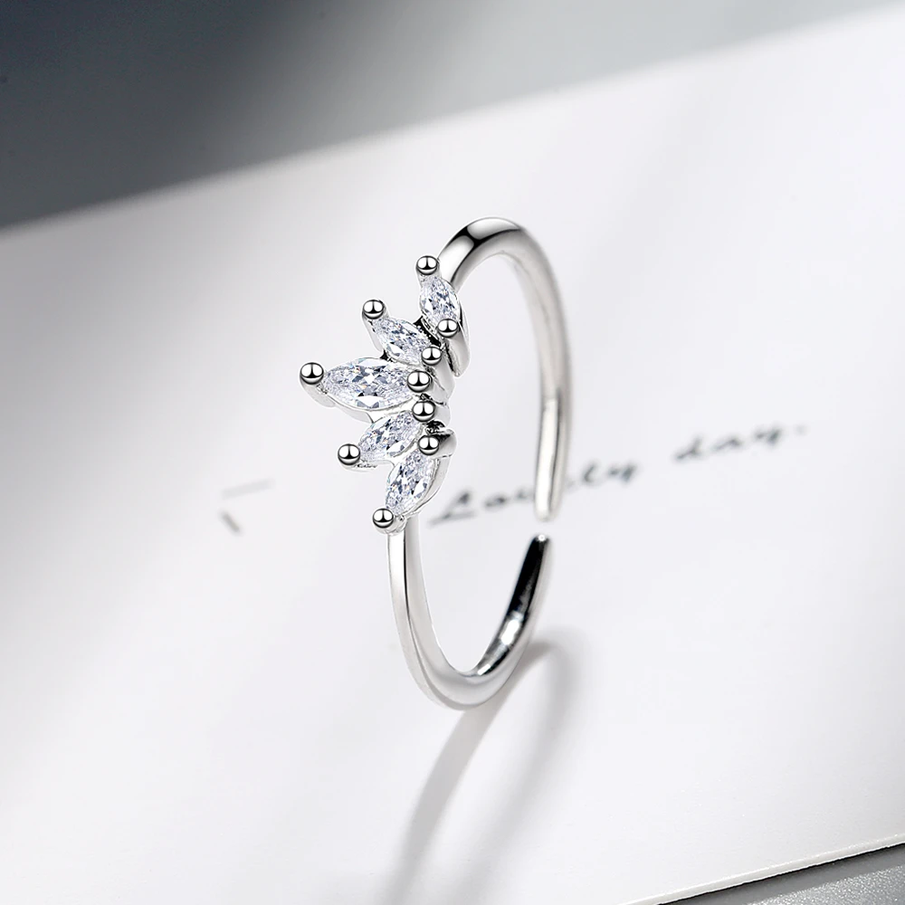 

Ring female crown opening adjustable niche design trendy inlaid zirconium personality net red ring sterling silver rings