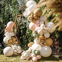 124pcs doubled cream peach balloons garland jungle birthday party decoration dusty green matte white ballon arch wedding decor