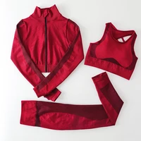 seamless yoga set 23pcs sports suit female workout clothes sports bra zipper top high waist gym pants running sportwear suits
