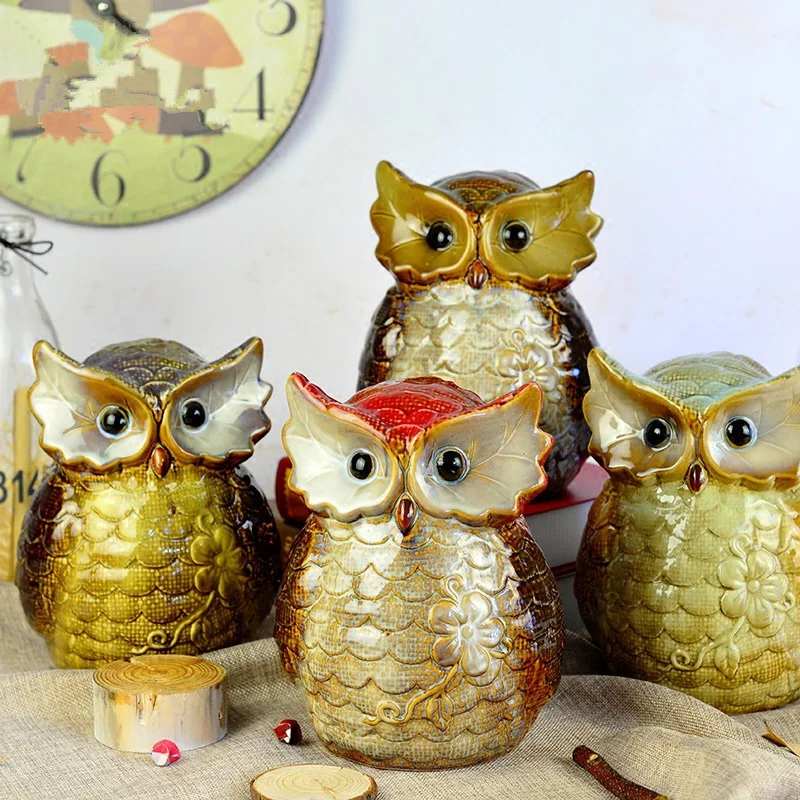 

Owl Shaped Piggy Bank Coins Storage Box Ceramics Coin Money Saving Box Jar Home Decoration Figurines Craft Christmas Gift For K