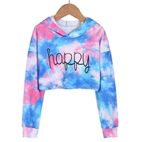 autumn children sweatshirts teen girls crop tops tie dye hoodies long sleeve pullover kids fashion sweatshirts 6 8 10 12 14y