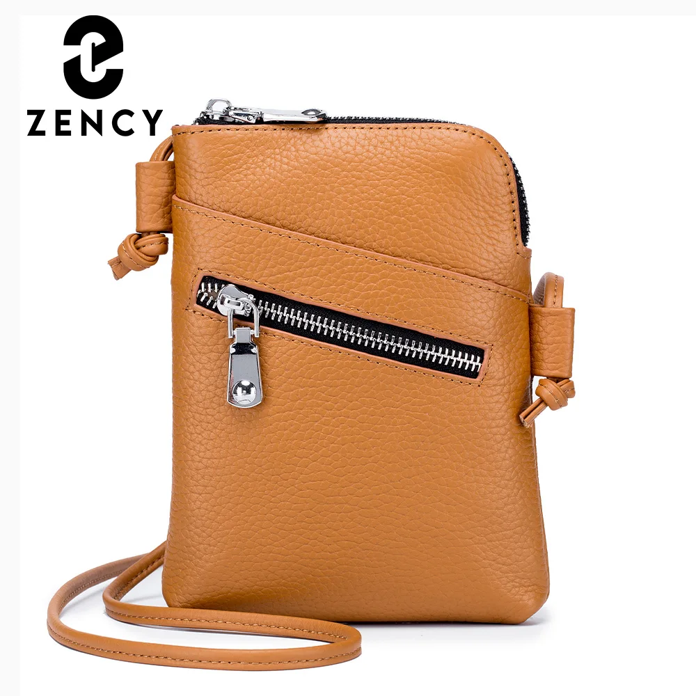 Zency Small Design Mobile Phone Wallet Soft Genuine Leather Handbag High Quality Women's Shoulder Strap Bag Card Holder Bags
