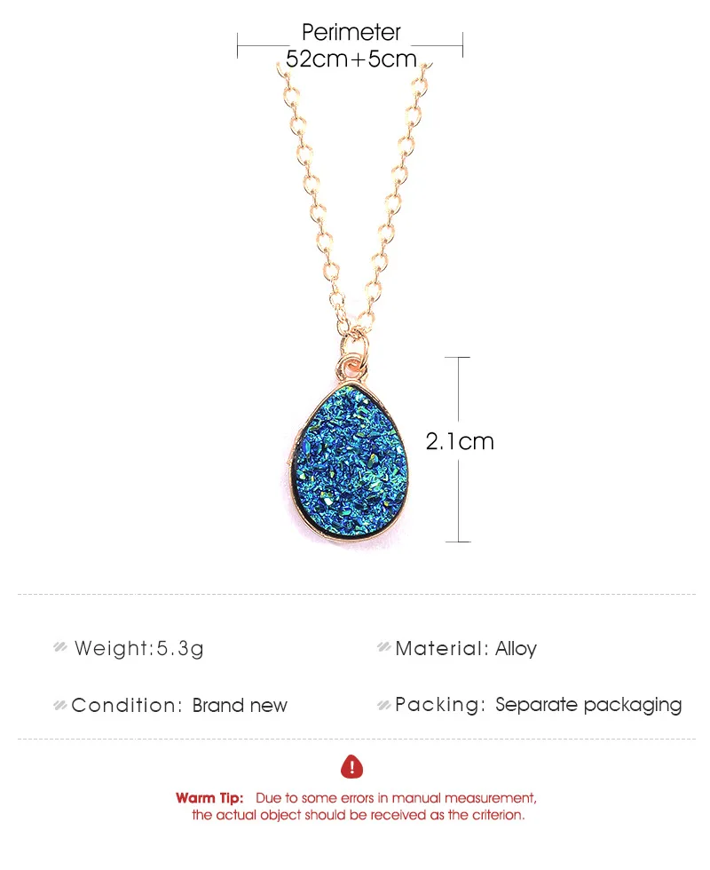 

Creative item decoration WISH hot sale simple water drop pendant fashion sweet crystal cluster necklace S19020851
