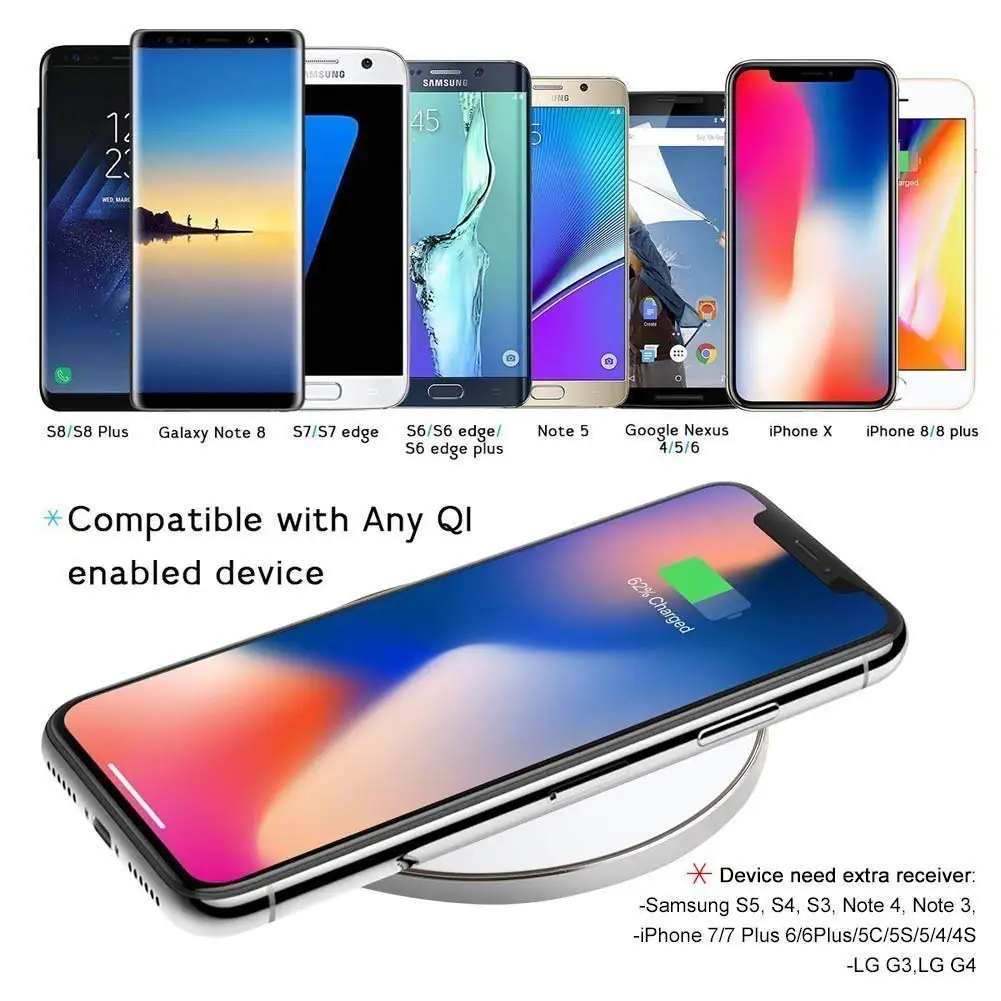 Qi Беспроводное зарядное устройство USB быстрая зарядка Pad для Samsung Galaxy S20 + S10 S9 S8 Note 10