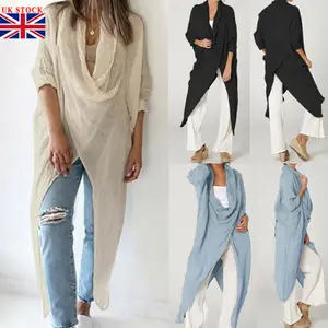 Женская льняная мешковатая блузка с длинным рукавом, рубашка, новинка 2019, модная Женская Летняя туника, топы размера 6-26, лидер продаж