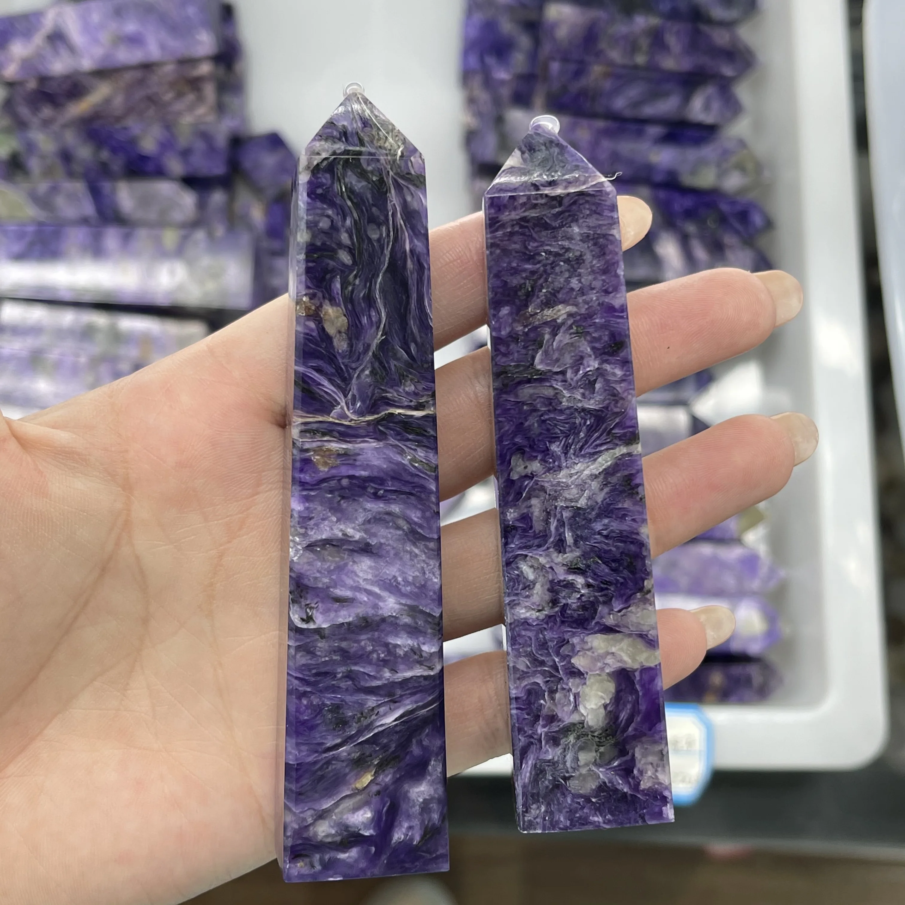 

Russian Natural Polished Charoite Purple Dragon Crystal Amethyst Reiki Healing Point Jewelry Yoga