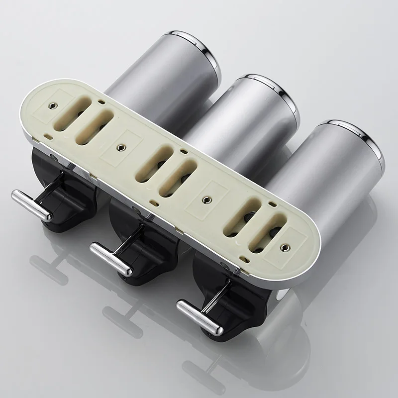 Luxury 1500ml SoapDispenser Wall Mount 3 Heads ABS Electroplated Shampoo Dispenser Punch Selection for Bathroom Accessories