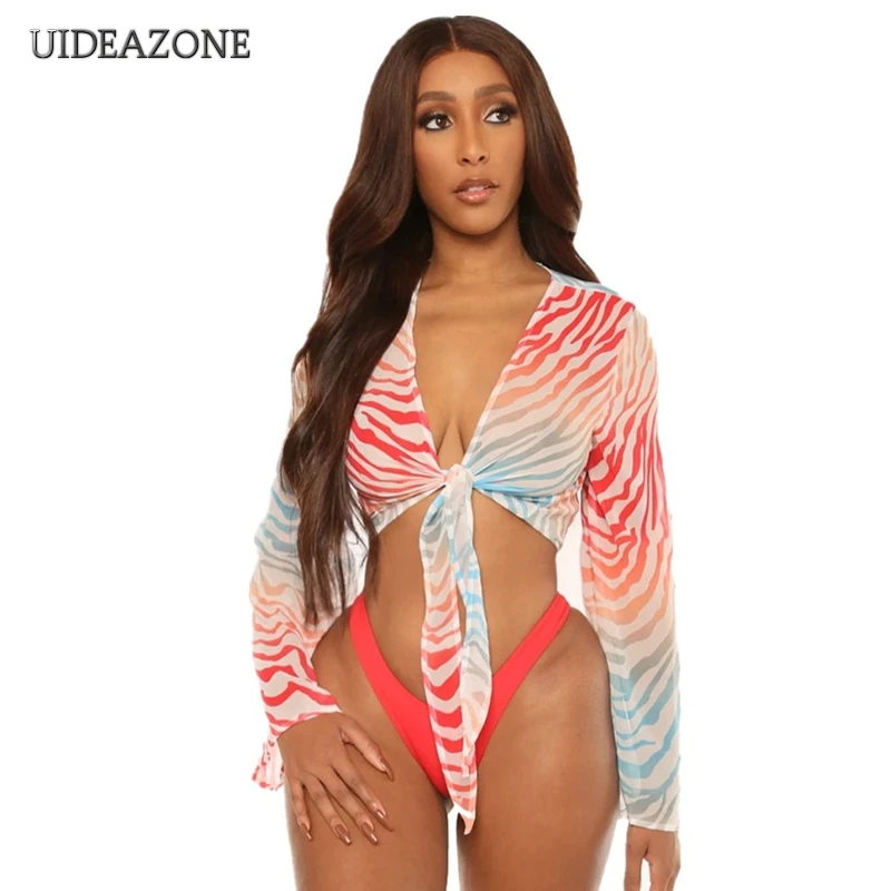 

Женский купальник Полосатое Облегающее с защитой от солнца и расклешенными рукавами, сексуальный женский купальник бикини, женский пляжны...