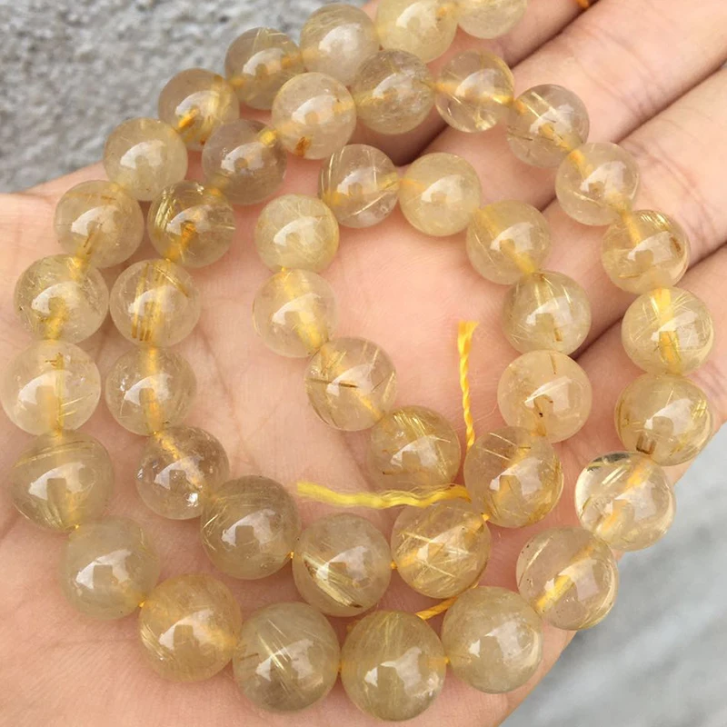 Бесплатная доставка AKAC натуральный золотистый Рутиловый Кварц кварц около 9 мм |