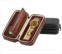 2021 new travel watch box protable leather storage zipper wristwatch case organizer 24 gauge slot