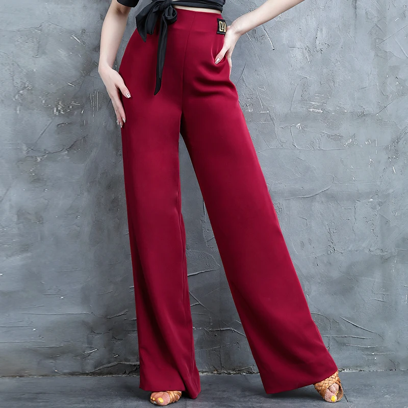 

Latin Dance Pants Women Rumba Dance Practice Pants Ballroom Standard Dance High Waist Single Pants Tango Dance Costume DQL2216