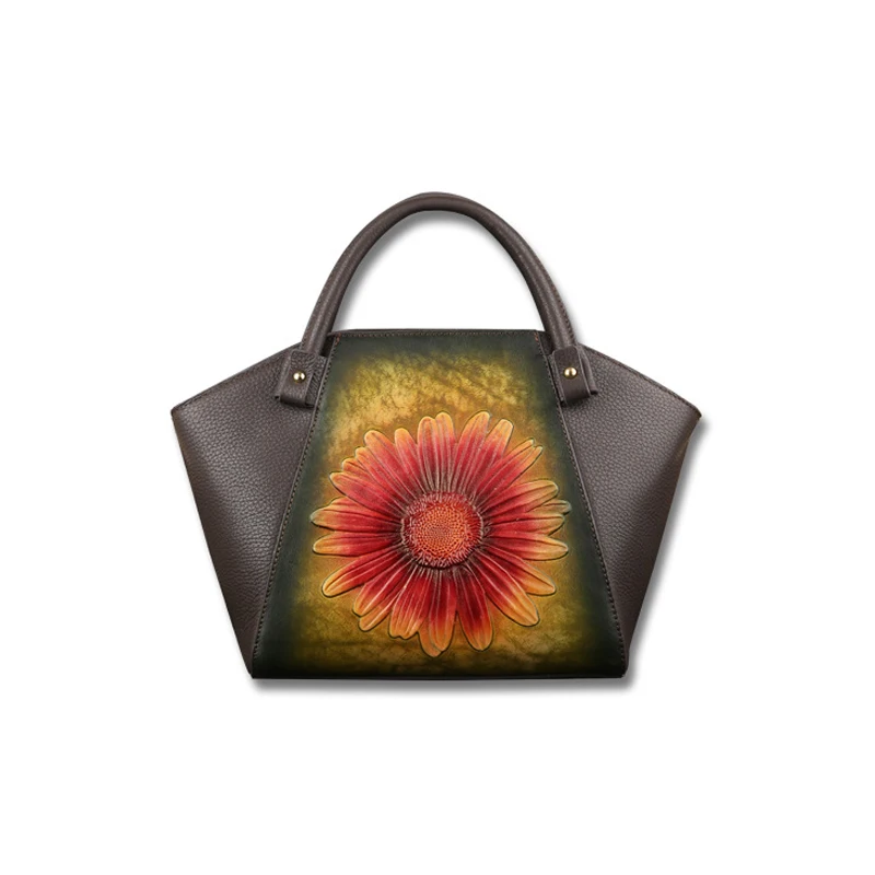 

Bestform High Quality Genuine Leather Handmade Embossing 2021 New Handbags & Crossbody Bags Retro Cowhide Totes Shoulder Bag