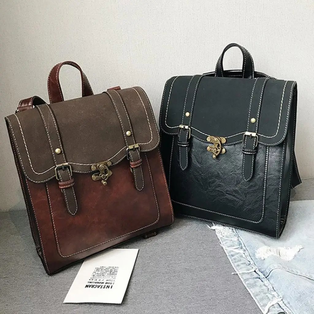 

Vintage PU Leather Women And Man Backpack Preppy Style Backpacks Fashion School Bag College Girl Backpack Shoulder Bags