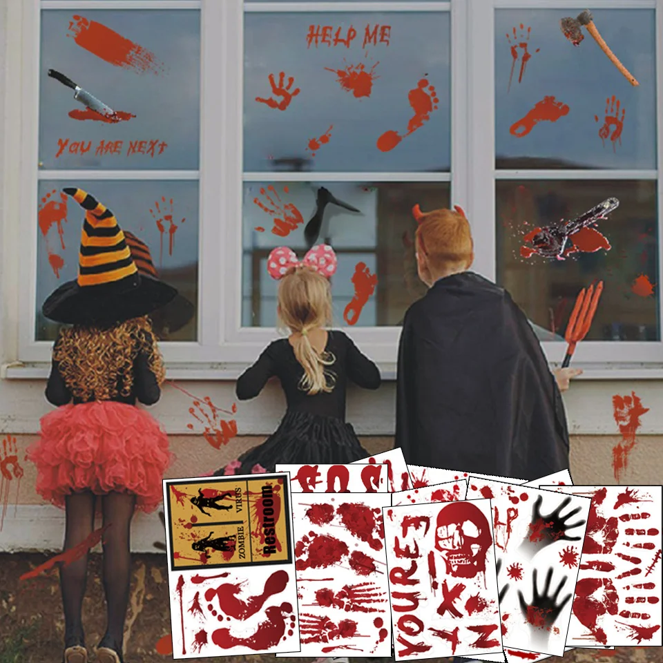 1 шт. наклейки на Хэллоуин с изображением следов рук ужасные кровопролитные для